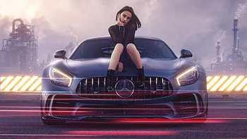 Cool Girl With Her Mercedes, girls, mercedes, model HD wallpaper