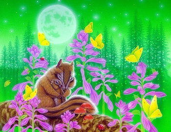 Hugs of Squirrels, squirrels, colors, paintings, mushrooms, summer, butterflies, love four seasons, family, animals, butterfly designs, flowers, moons HD wallpaper