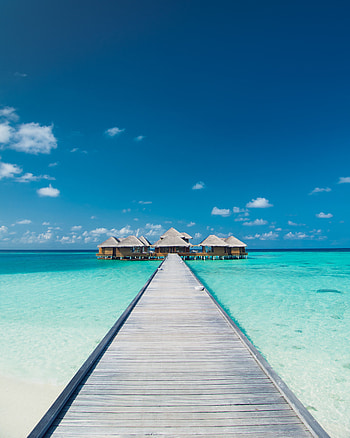 Nature, Pier, Ocean, Rest, Relaxation, Tropics, Bungalow HD phone wallpaper