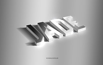 Jade, silver 3d art, gray background, with names, Jade name, Jade greeting card, 3d art, with Jade name HD wallpaper