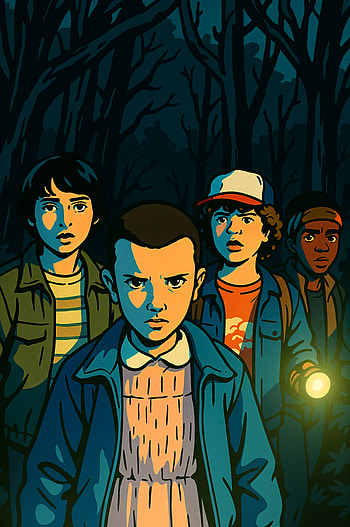 Stranger Things, child, forest, night HD phone wallpaper