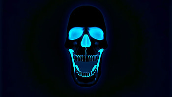 Blue Line Skull HD wallpaper