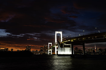 Cities, Rivers, City, Building, Dark, Bridge, Backlight, Illumination HD wallpaper