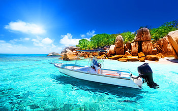 Boat travels, Seychelles, Sea nature, backgrounds HD wallpaper
