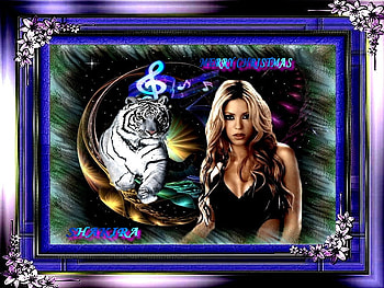SHAKIRA, music, tiger, color, entertainment, frame, 2012 HD wallpaper