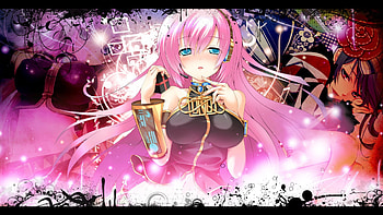 Anime girl, breasts, girl, vocaloid, megurine onions, vokaloid, glance, megurine luka, lingerie, hair HD wallpaper