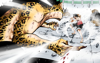 One Piece Showdown: Monkey D. Luffy vs Rob Lucci Epic Clash, Monkey D. Luffy, Rob Lucci, Anime, One Piece HD wallpaper