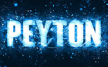 Happy Birtay Peyton, , blue neon lights, Peyton name, creative, Peyton Happy Birtay, Peyton Birtay, popular american male names, with Peyton name, Peyton HD wallpaper