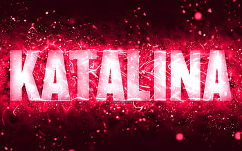 Happy Birtay Katalina, , pink neon lights, Katalina name, creative, Katalina Happy Birtay, Katalina Birtay, popular american female names, with Katalina name, Katalina HD wallpaper