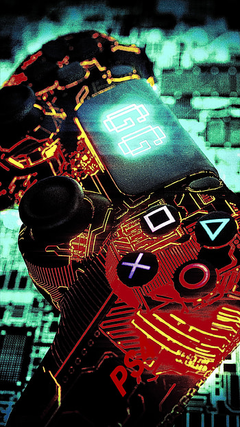 wirelless controller, electric blue, art HD phone wallpaper