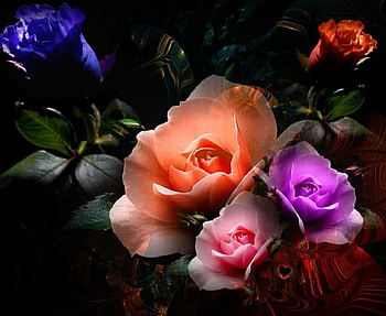 Lovely Bouquet, blue, purple, pink, bouquet, red, nature, flowers HD wallpaper