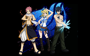 Fairy Tail, Anime, Gray Fullbuster, Lucy Heartfilia, Natsu Dragneel HD wallpaper