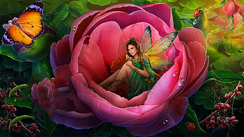 Rose Fairy, rose, fairy, digital, art, fantasy, , girl, woman, pretty HD wallpaper