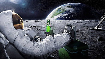 Astronaut Drinking Carlsberg Beer Moon Space, Ultra Earth HD wallpaper