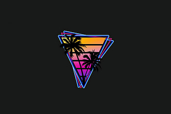 Vaporwave, triangles, palm trees, minimal HD wallpaper