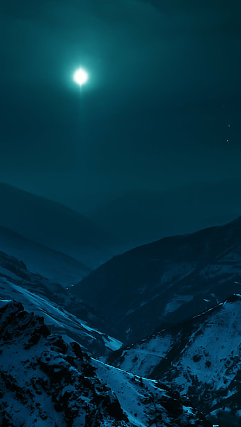 Mountains with moonlight, Ultra HD phone wallpaper