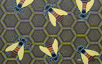 To Bee or Not to Bee., bees in a hive, Dot painting of bees, Bees painted on canvas, Bees on canvas HD wallpaper