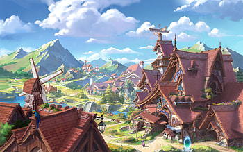 Medieval village, fantasy, city, fantasy city HD wallpaper