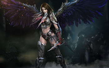 Fantasy Girl, Wings, Girl, Dark, Angel HD wallpaper