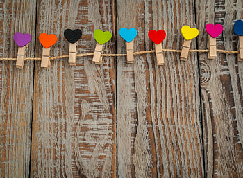 :-), valentine, colorful, brown, wood, card, heart HD wallpaper