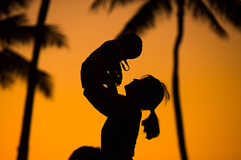 Mother, Sunset, Dark, Silhouettes, Child HD wallpaper