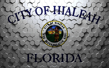 Flag of Hialeah, Florida, honeycomb art, Hialeah hexagons flag, Hialeah, 3d hexagons art, Hialeah flag HD wallpaper