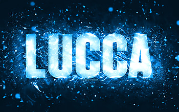 Happy Birtay Lucca, , blue neon lights, Lucca name, creative, Lucca Happy Birtay, Lucca Birtay, popular american male names, with Lucca name, Lucca HD wallpaper