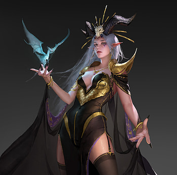 Fantasy girl, dragon, ayaoyao, girl, fantasy, art HD wallpaper