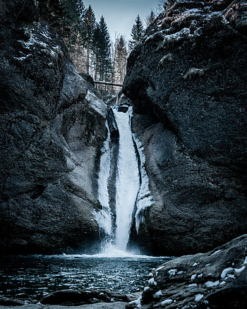Nature, Water, Ice, Snow, Rock, Waterfall HD phone wallpaper
