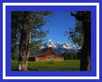 Old Barn, trees, barn, mountains, scenic HD wallpaper