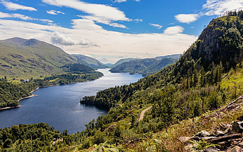 Lake in England, England, clouds, mountains, lake HD wallpaper