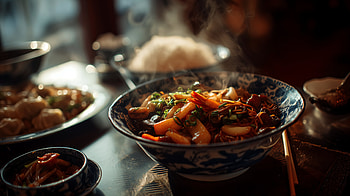 Asian Comfort Bowl — Steaming Rice & Veggies, Food, Asian Food, Stir-fry, Chopsticks HD wallpaper