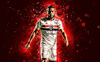 Luan Vinicius, , red neon lights, Sao Paulo FC, brazilian footballers, SPFC, soccer, Luan Vinicius da Silva Santos, Brazilian Serie A, football, Brazil, Luan Vinicius , Luan Vinicius Sao Paulo FC HD wallpaper