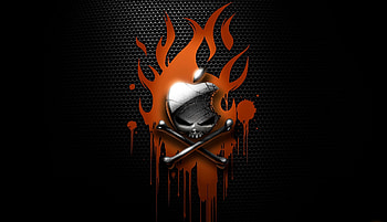Apple Skull And Crossbones, skull, apple, flame, crossbones HD wallpaper