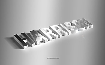 Harrison, silver 3d art, gray background, with names, Harrison name, Harrison greeting card, 3d art, with Harrison name HD wallpaper