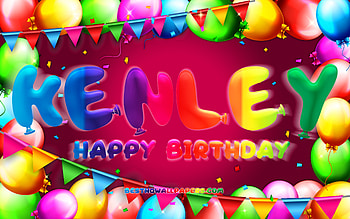 Happy Birtay Kenley, , colorful balloon frame, Kenley name, purple background, Kenley Happy Birtay, Kenley Birtay, popular american female names, Birtay concept, Kenley HD wallpaper