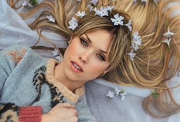 Flowers, model, lady, pretty HD wallpaper