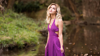 Beautiful Girl In A Lavender Dress By The Water Body, purple-dress, cute, girls, model HD wallpaper