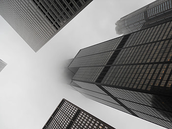 Fog, Minimalism, Skyscrapers, Bw, Chb HD wallpaper