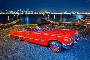 1963-Chevrolet-Impala-Convertible, Bowtie, Classic, GM, Red HD wallpaper