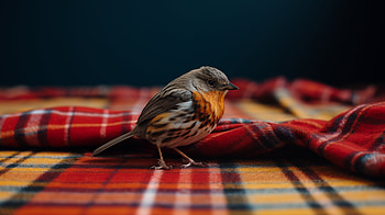 Plaid Perch: Bird on Tartan -, plaid, Animal, bird HD wallpaper