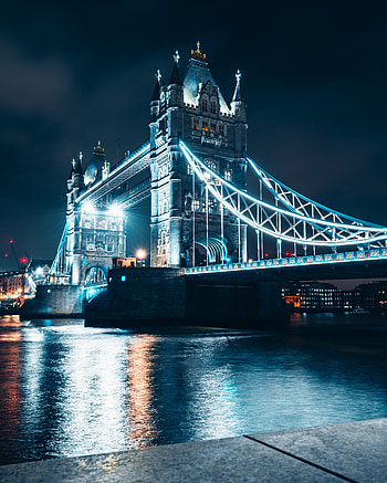 Cities, Rivers, Architecture, Night City, Bridge, Backlight, Illumination HD phone wallpaper