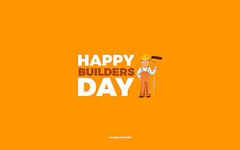 Happy Builders Day, , orange background, Builders profession, greeting card for Builders, Builders Day, congratulations, Builders, Day of Builders HD wallpaper