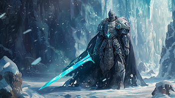 Fantasy Knight in Icy Realm, fantasy, fantasy knight, knight, ice, armor HD wallpaper