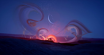 Desert storm, landscape, fantasy, art HD wallpaper