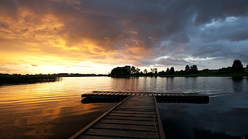 Landscape, Nature, Sunset, Sky, Pier, Bridge, Color, Colors, que, Scenic HD wallpaper