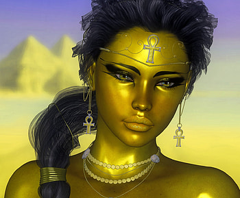 Gold, fantasy, 3d, woman HD wallpaper
