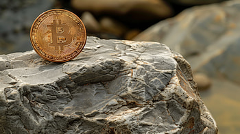 Bitcoin on Rock - Cryptocurrency Theme, bitcoin, cryptocurrency HD wallpaper