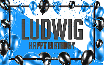 Happy Birtay Ludwig, Birtay Balloons Background, Ludwig, with names, Ludwig Happy Birtay, Blue Balloons Birtay Background, Ludwig Birtay HD wallpaper