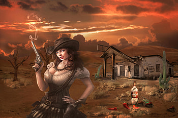 Don't Worry, brunettes, cowgirl, anime, fantasy HD wallpaper